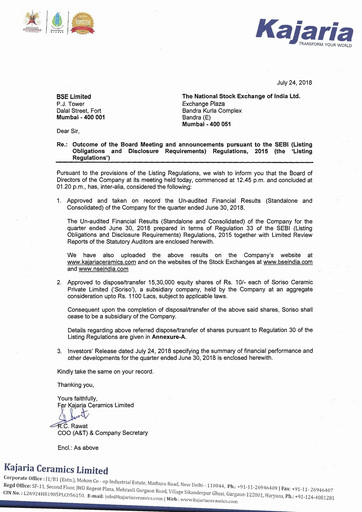 Thumbnail Kajaria Ceramics
 Quarterly Report 2018-q1