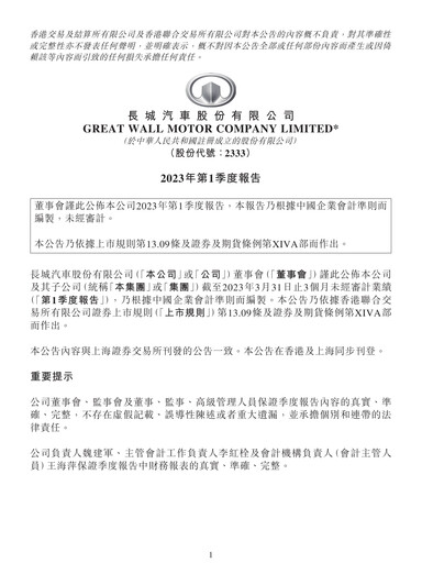 Thumbnail Great Wall Motors Quarterly Report 2023-q1