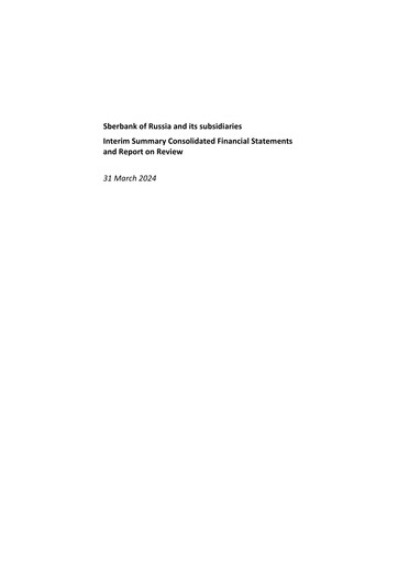 Miniature Sberbank Rapport trimestriel 2024-q1