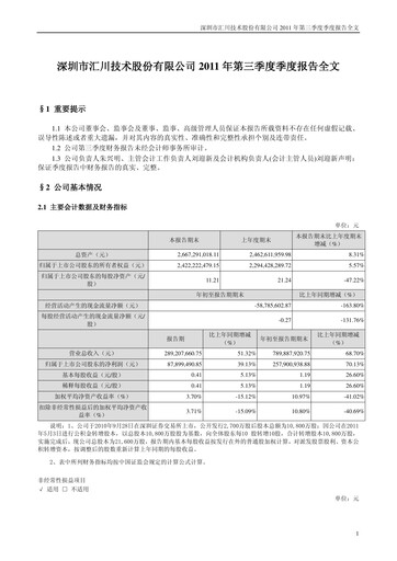 Thumbnail Shenzhen Inovance Quarterly Report 2011-q3