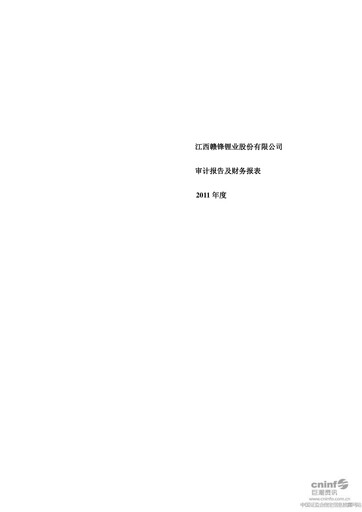 Thumbnail Ganfeng Lithium Financial Statement 2011
