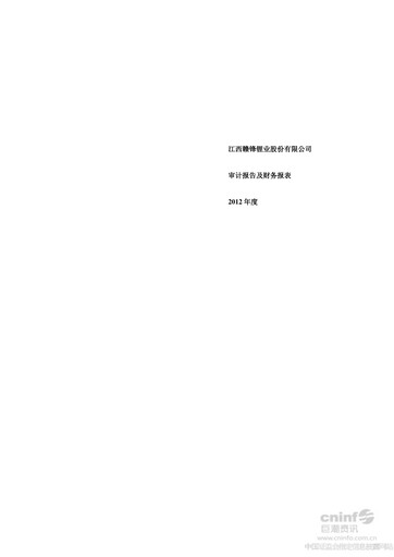 Thumbnail Ganfeng Lithium Financial Statement 2012