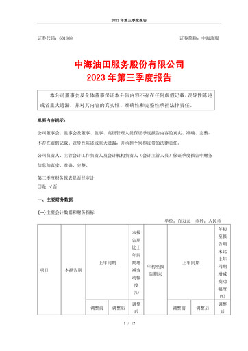 Thumbnail China Oilfield Services
 Quarterly Report 2023-q3