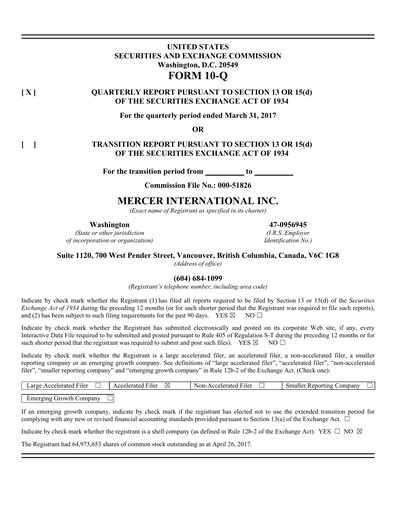 Thumbnail Mercer International Quarterly Report 2017-q1