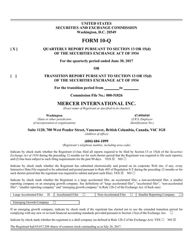 Thumbnail Mercer International Quarterly Report 2017-q2