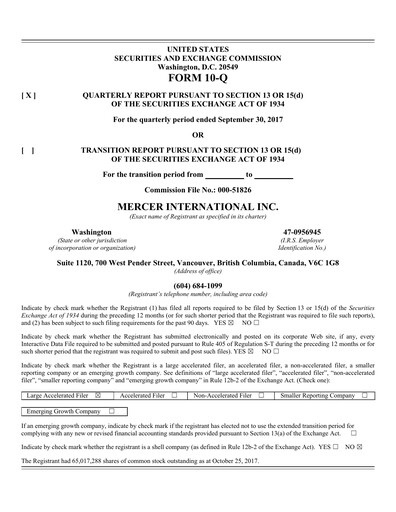 Thumbnail Mercer International Quarterly Report 2017-q3