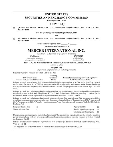 Thumbnail Mercer International Quarterly Report 2023-q3
