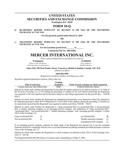 Thumbnail Mercer International Quarterly Report 2026-q1