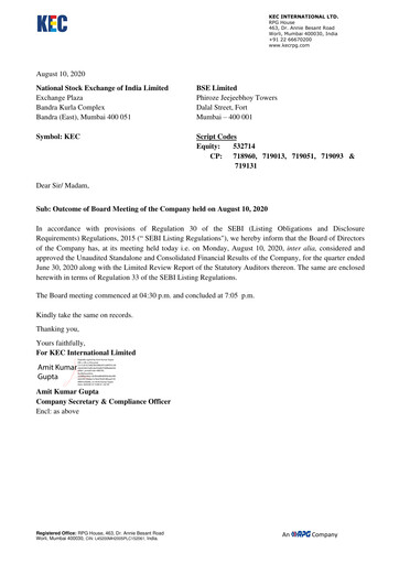 Thumbnail KEC International
 Quarterly Report 2020-q1