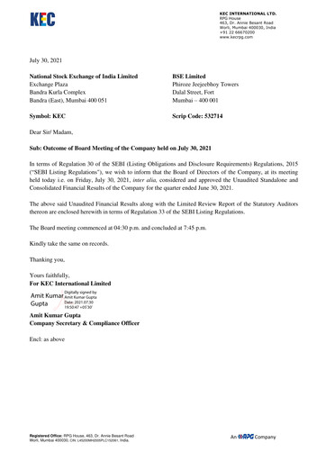 Thumbnail KEC International
 Quarterly Report 2021-q1