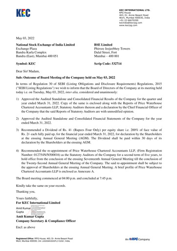 Thumbnail KEC International
 Quarterly Report 2021-q4