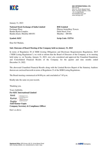 Thumbnail KEC International
 Quarterly Report 2022-q3