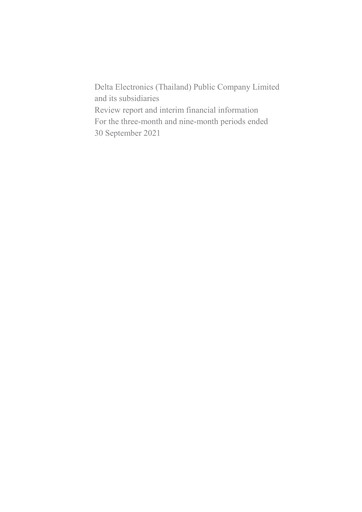 Thumbnail Delta Electronics (Thailand) Quarterly Report 2021-q3
