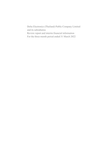 Thumbnail Delta Electronics (Thailand) Quarterly Report 2022-q1