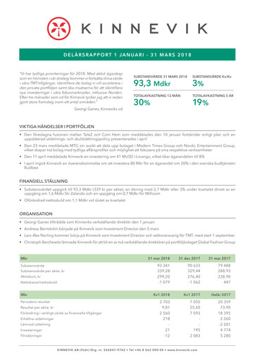 Thumbnail Kinnevik Quarterly Report 2018-q1