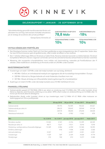 Thumbnail Kinnevik Quarterly Report 2018-q3