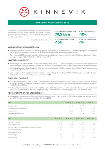 Thumbnail Kinnevik Quarterly Report 2018-q4