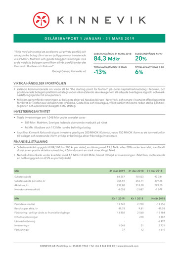 Thumbnail Kinnevik Quarterly Report 2019-q1