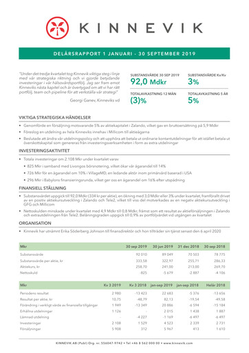 Thumbnail Kinnevik Quarterly Report 2019-q3