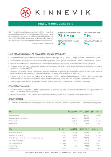 Thumbnail Kinnevik Quarterly Report 2019-q4