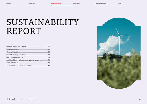 Vorschaubild Kinnevik Nachhaltigkeitsbericht 2024