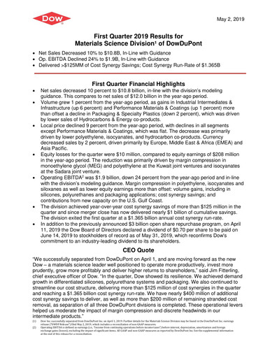 Thumbnail Dow Quarterly Report 2019-q1