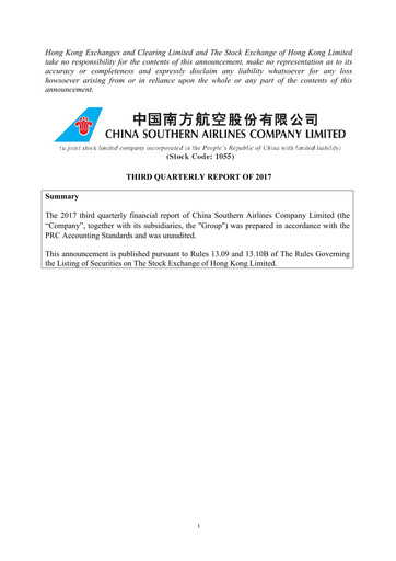 Thumbnail China Southern Airlines
 Quarterly Report 2017-q3