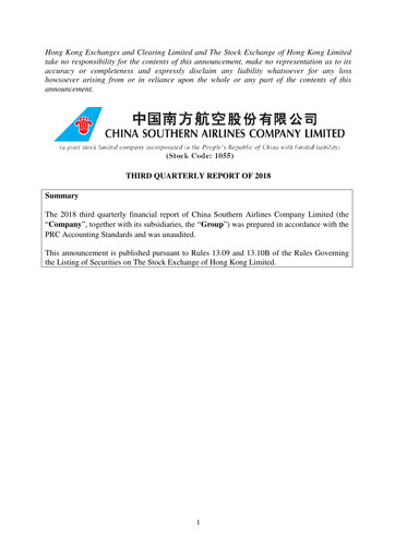 Thumbnail China Southern Airlines
 Quarterly Report 2018-q3