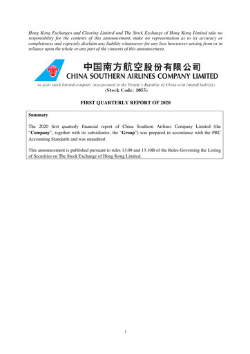 Thumbnail China Southern Airlines
 Quarterly Report 2020-q1