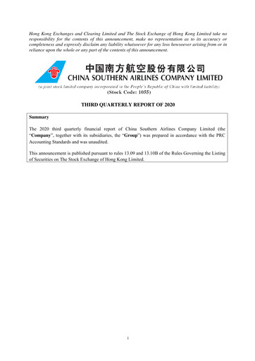 Thumbnail China Southern Airlines
 Quarterly Report 2020-q3