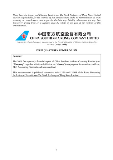 Thumbnail China Southern Airlines
 Quarterly Report 2021-q1
