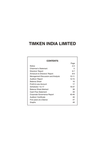 Thumbnail Timken India Annual Report 2009
