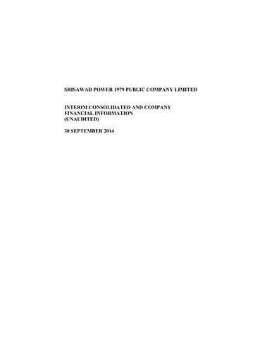 Thumbnail Srisawad Corporation Quarterly Report 2014-q3