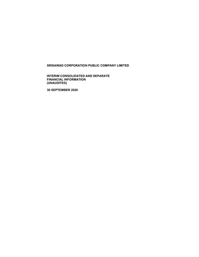 Thumbnail Srisawad Corporation Quarterly Report 2020-q3