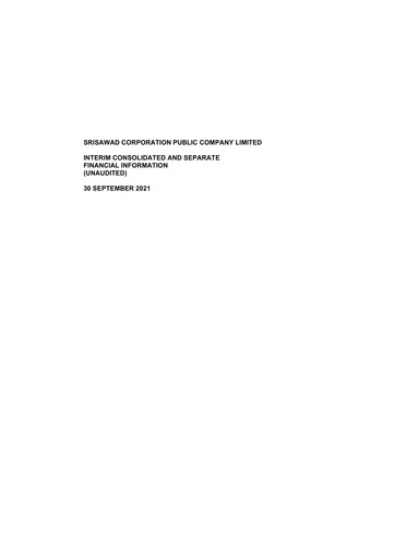 Thumbnail Srisawad Corporation Quarterly Report 2021-q3