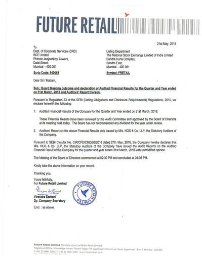 Thumbnail Future Retail
 Quarterly Report 2017-q4