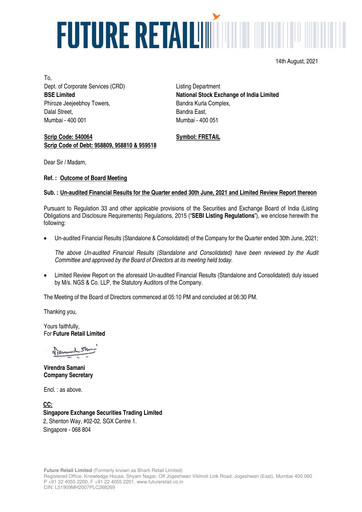 Thumbnail Future Retail
 Quarterly Report 2021-q1