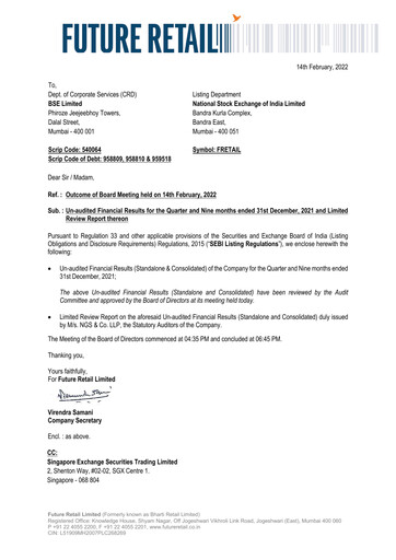 Thumbnail Future Retail
 Quarterly Report 2021-q3