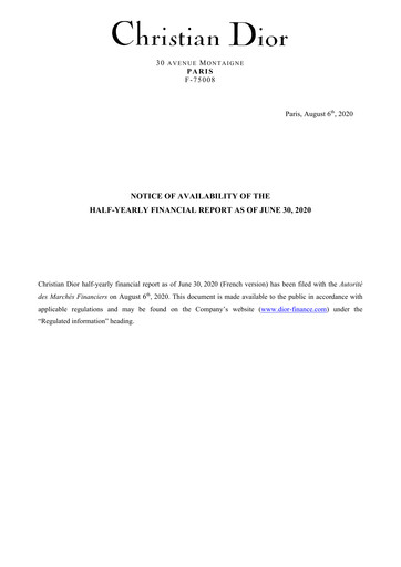 Thumbnail Dior Half-year Report 2020-h1