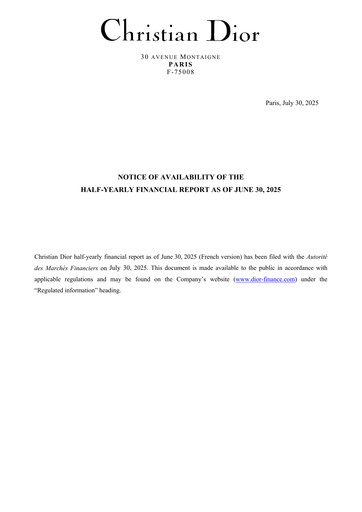 Thumbnail Dior Half-year Report 2025-h1