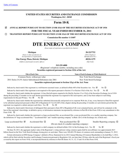 Thumbnail DTE Energy
 Annual Report 2011