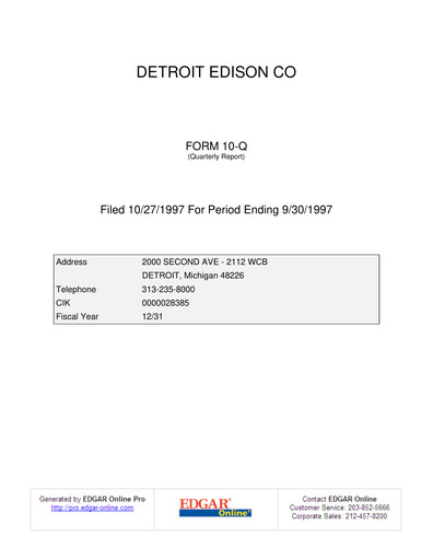 Thumbnail DTE Energy
 Quarterly Report 1997-q3