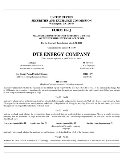 Thumbnail DTE Energy
 Quarterly Report 2014-q1