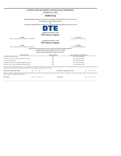 Thumbnail DTE Energy
 Quarterly Report 2022-q2