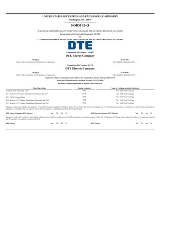 Thumbnail DTE Energy
 Quarterly Report 2022-q3