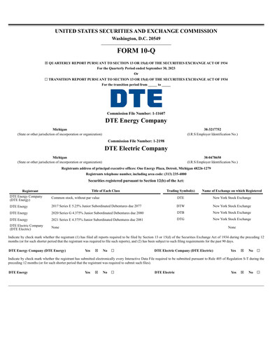 Thumbnail DTE Energy
 Quarterly Report 2023-q3