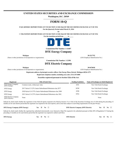 Thumbnail DTE Energy
 Quarterly Report 2024-q1