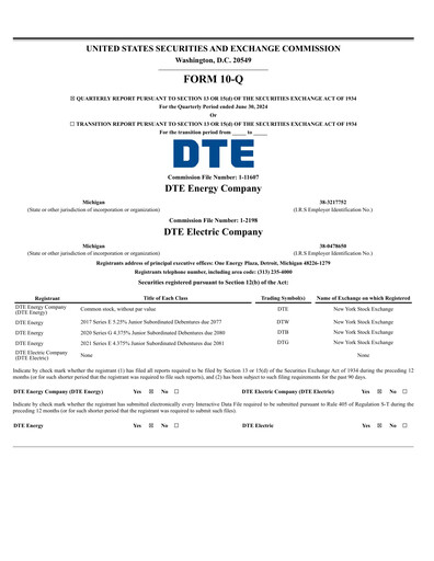 Thumbnail DTE Energy
 Quarterly Report 2024-q2
