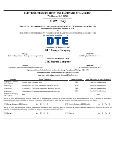 Thumbnail DTE Energy
 Quarterly Report 2024-q3