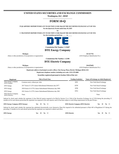 Thumbnail DTE Energy
 Quarterly Report 2025-q2